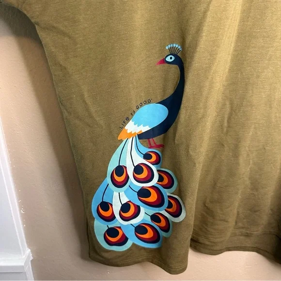 ADORABLE Life Is Good Olive Long Sleeve Shirt Size XXL - Picture 2 of 5